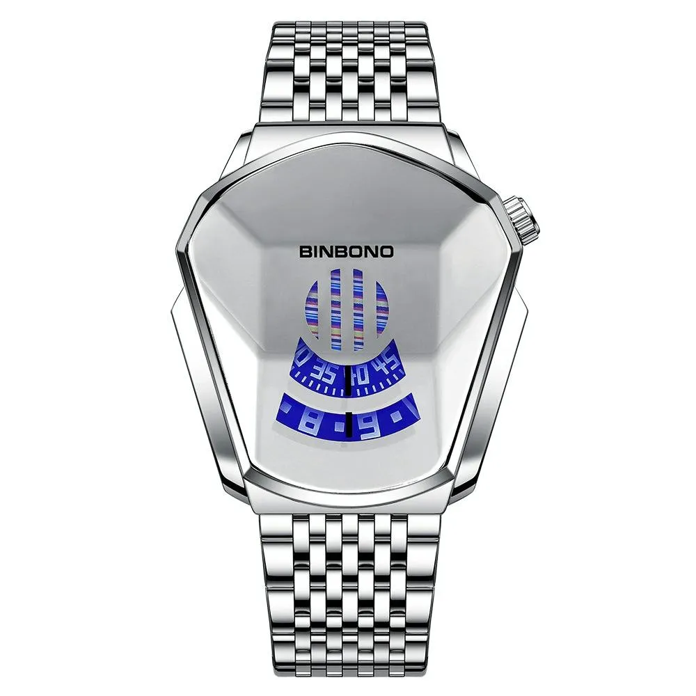 Black Steel Belt Men Watch with Live Technology