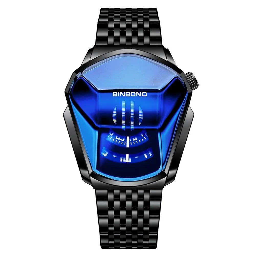 Black Steel Belt Men Watch with Live Technology