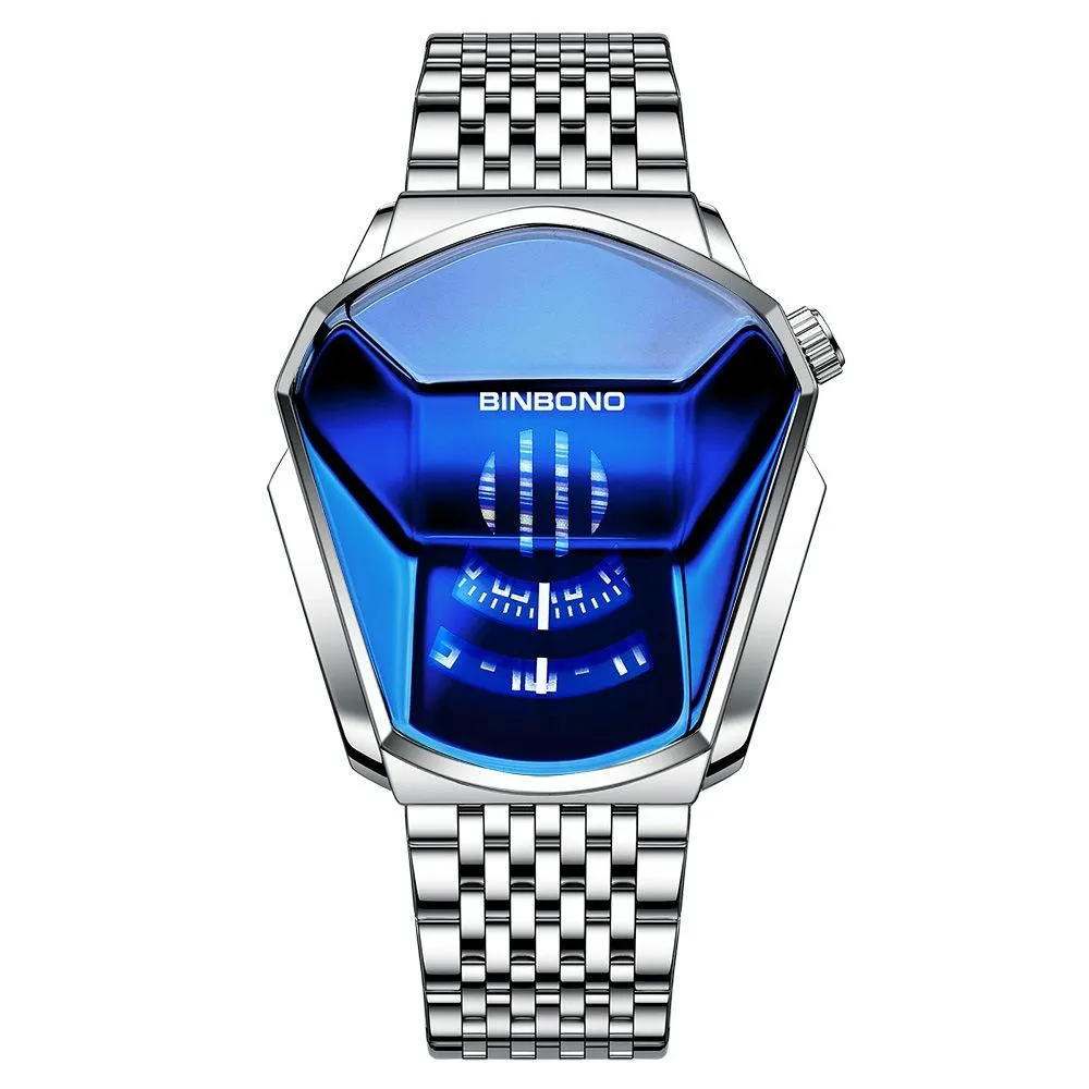 Black Steel Belt Men Watch with Live Technology
