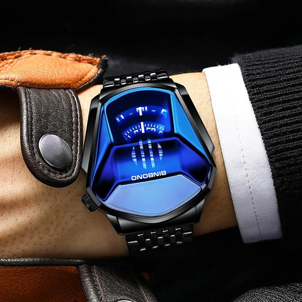 Black Steel Belt Men Watch with Live Technology