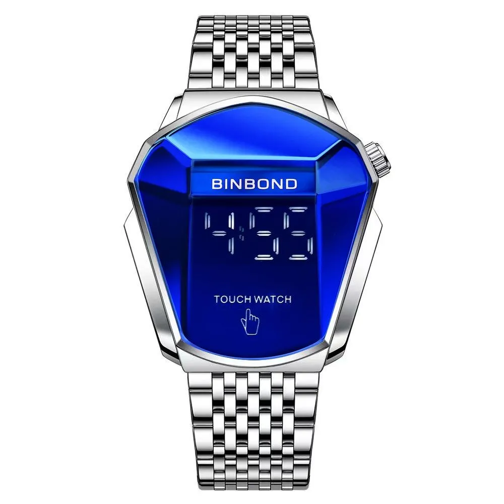Black Steel Touch Screen Men Watch with Locomotive Concept
