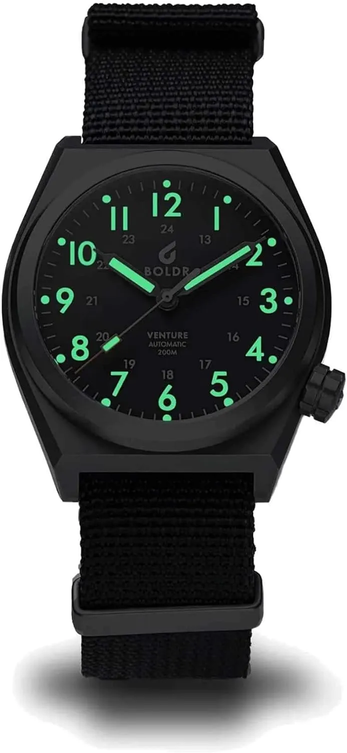 BOLDR Venture Automatic Watch for Men, 38mm Titanium Case, Nylon Strap, Water Resistant 200m