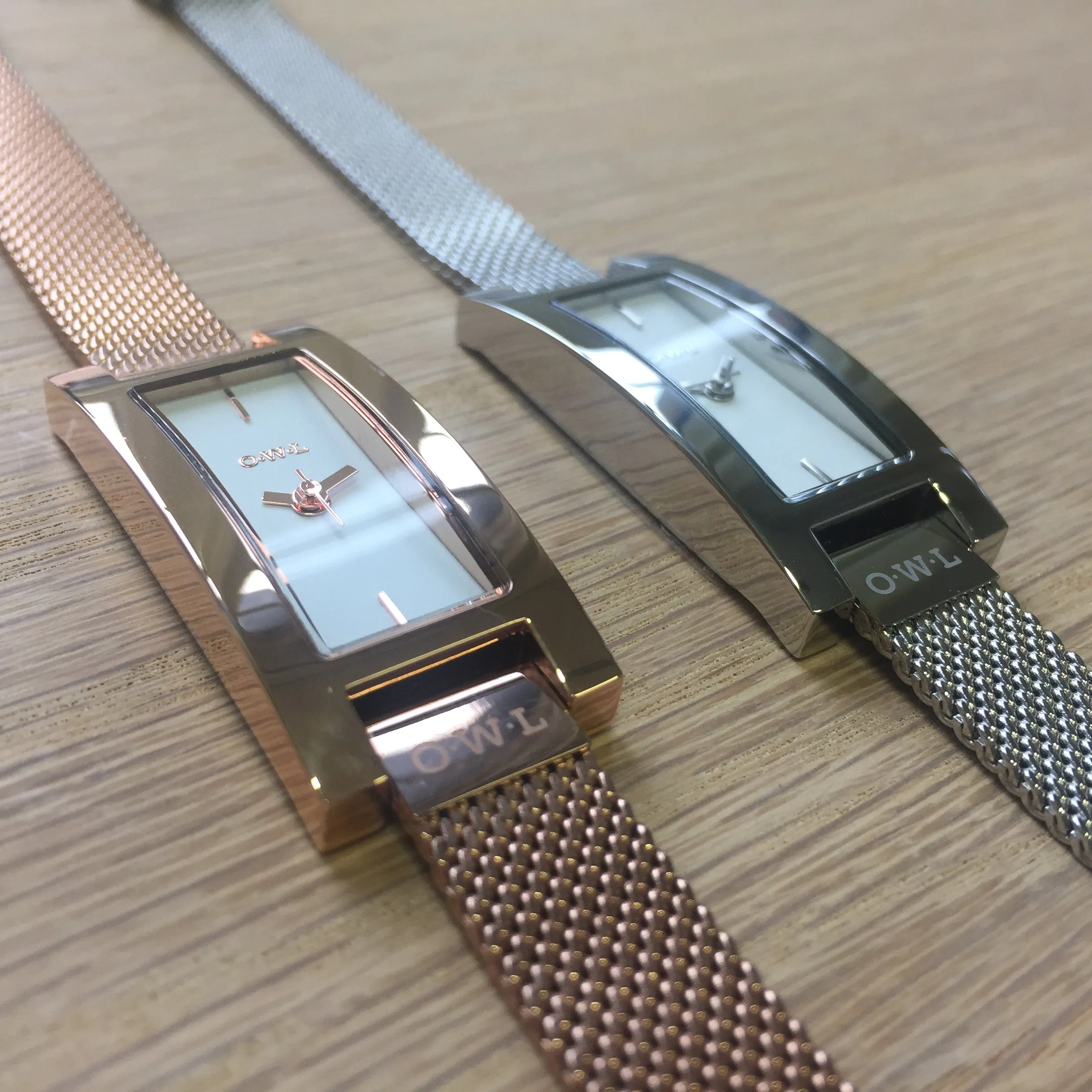 BROMPTON POLISHED SILVER LADIES RECTANGULAR MESH WATCH