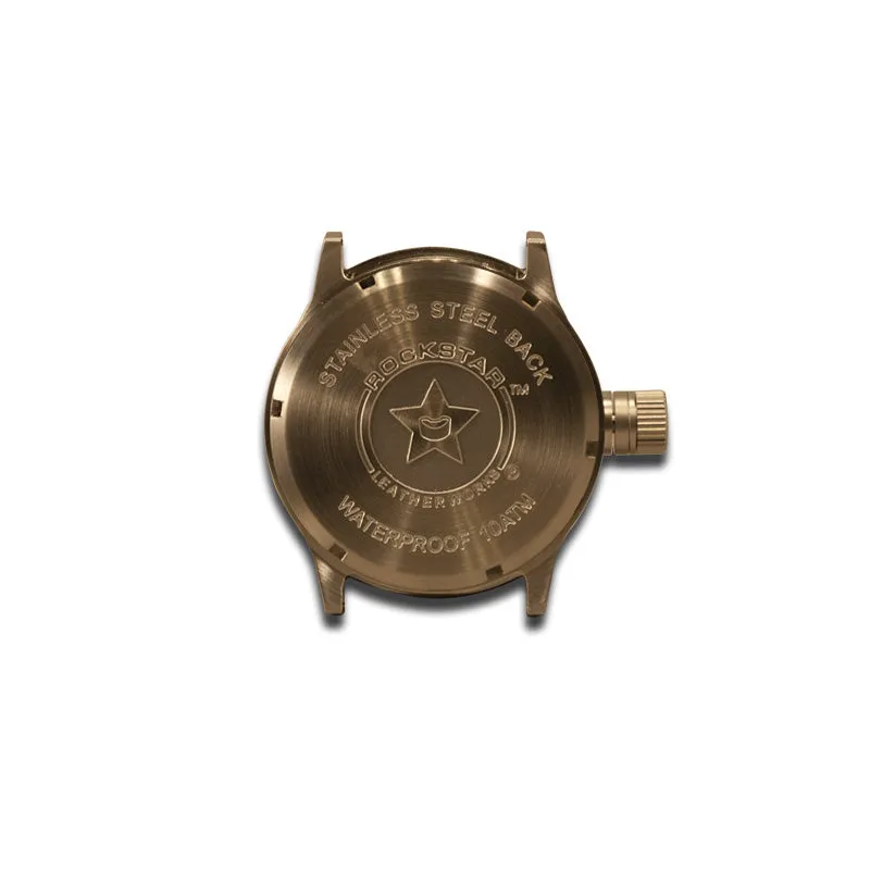 Brown Leather Cuff Watch Rose & Vines with Snaps & 42mm Watch