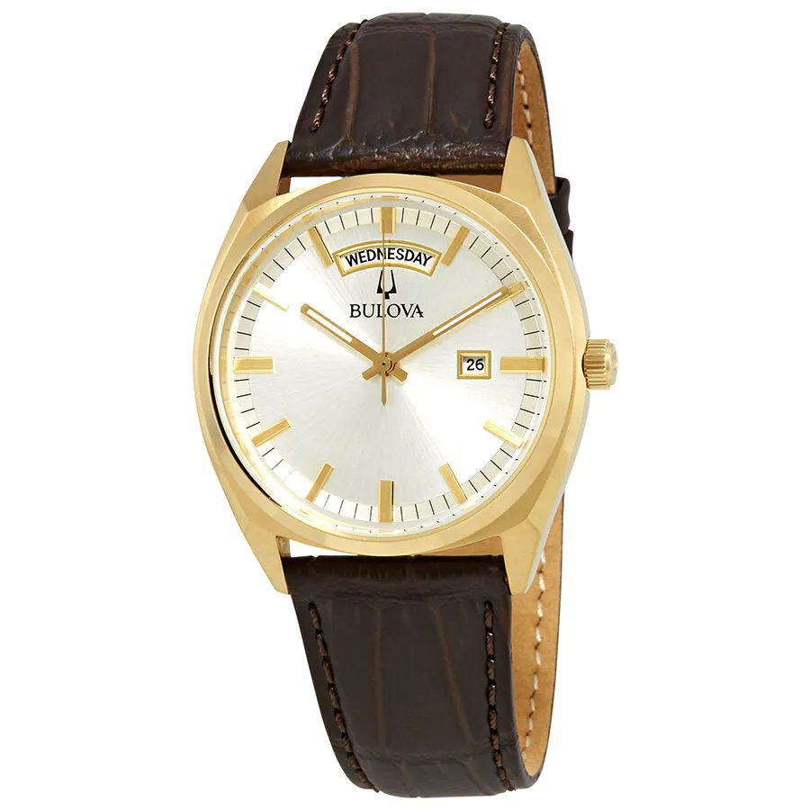 Bulova Classic Silver Dial Leather Men's Watch 97C106