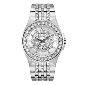 Bulova Phantom Baguette Mens Silver-Tone Bracelet Band Silver Quartz Dial Watch - 96A236