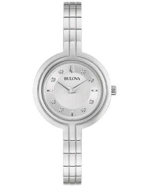 Bulova Rhapsody Women's White Dial Silver Diamond Watch 96P214