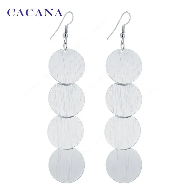 CACANA  Dangle Long Earrings For Women Beautiful Round With Twill Bijouterie Hot Sale No.A626A627