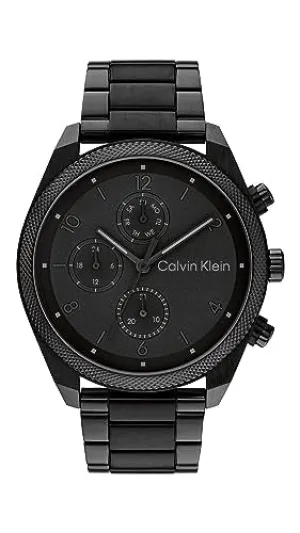 Calvin Klein Men's Everyday Elegance Watch - Black Steel Case, Link Bracelet Multi-Function (Model: 25200359)