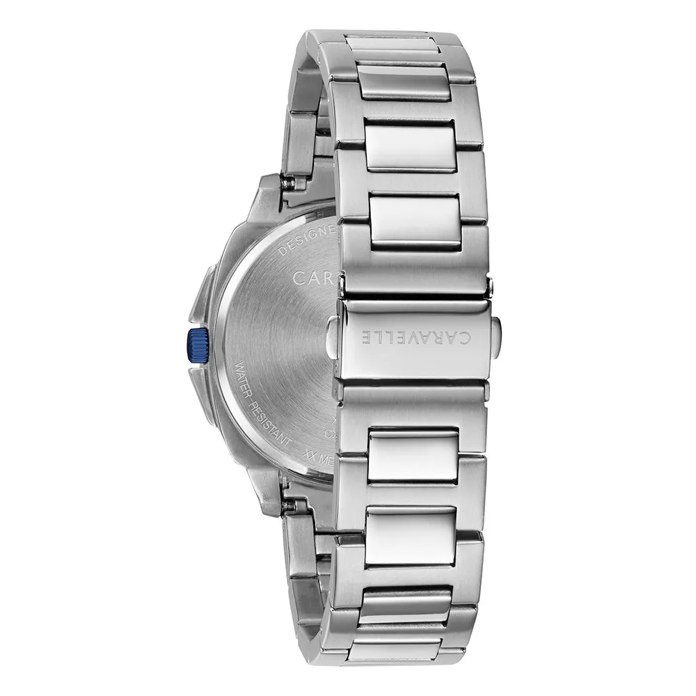 Caravelle Dress Mens Silver Stainless steel Band White Quartz Dial Watch - 43B170