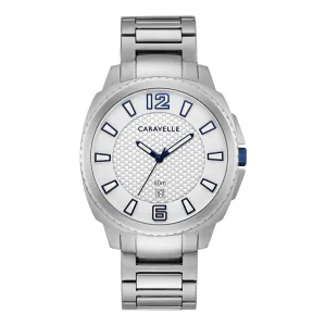 Caravelle Dress Mens Silver Stainless steel Band White Quartz Dial Watch - 43B170