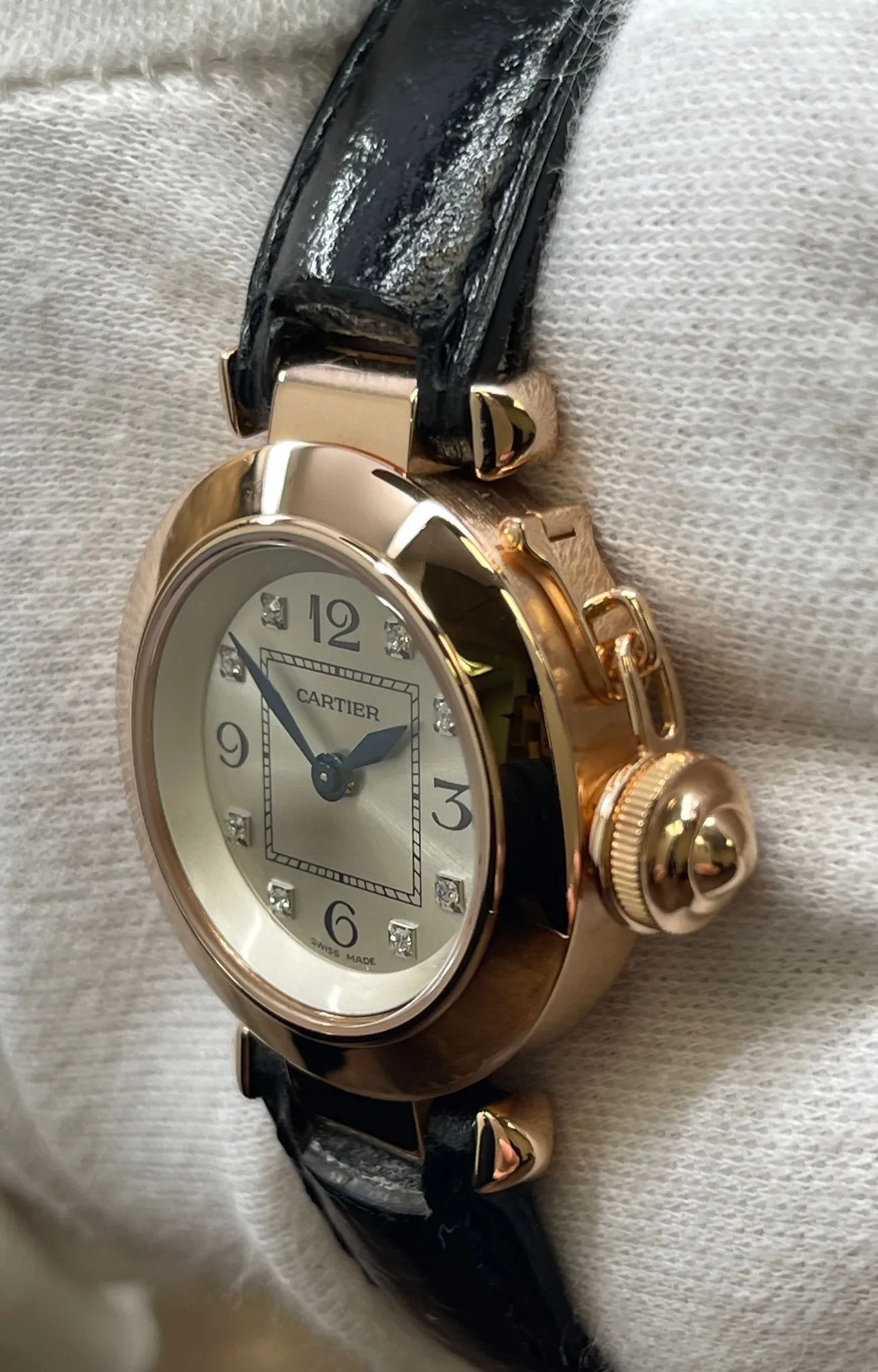 Cartier Miss Pasha 27mm 3133 Silver Diamond Dial Quartz Women's Watch