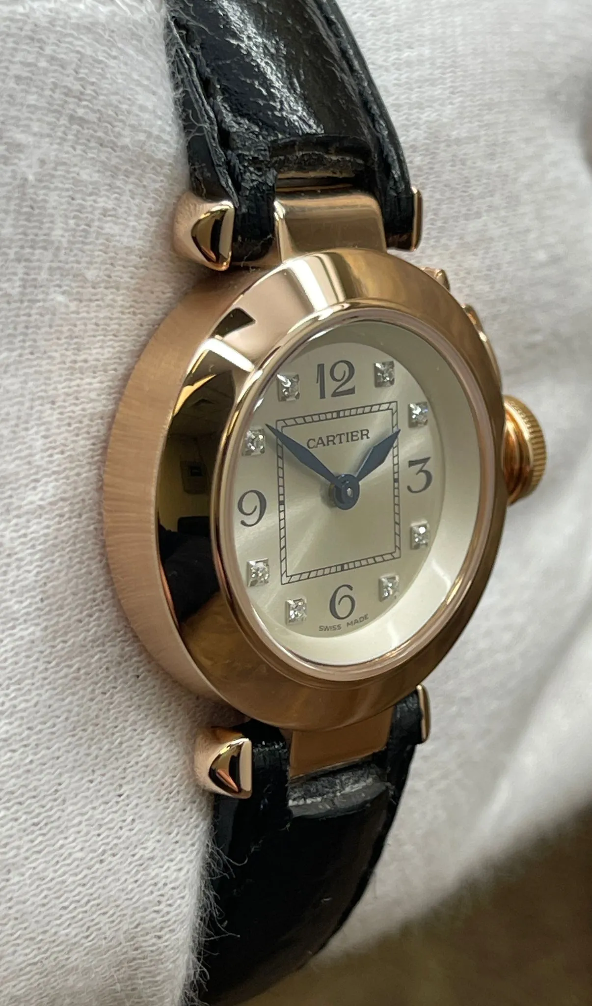 Cartier Miss Pasha 27mm 3133 Silver Diamond Dial Quartz Women's Watch