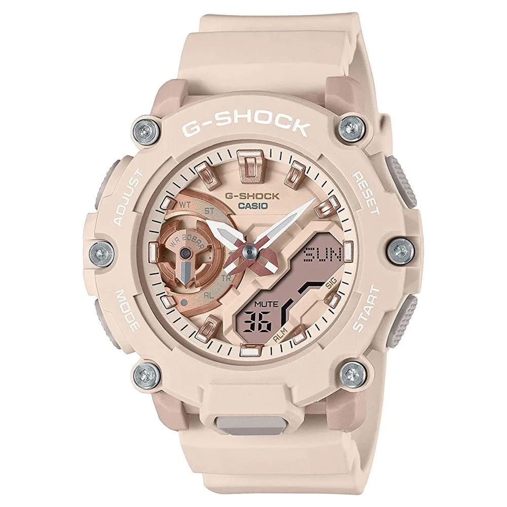 Casio Women's Gold Dial Beige Plastic Band G-Shock Analog and Digital Quartz Watch - GMA-S2200M-4ACR