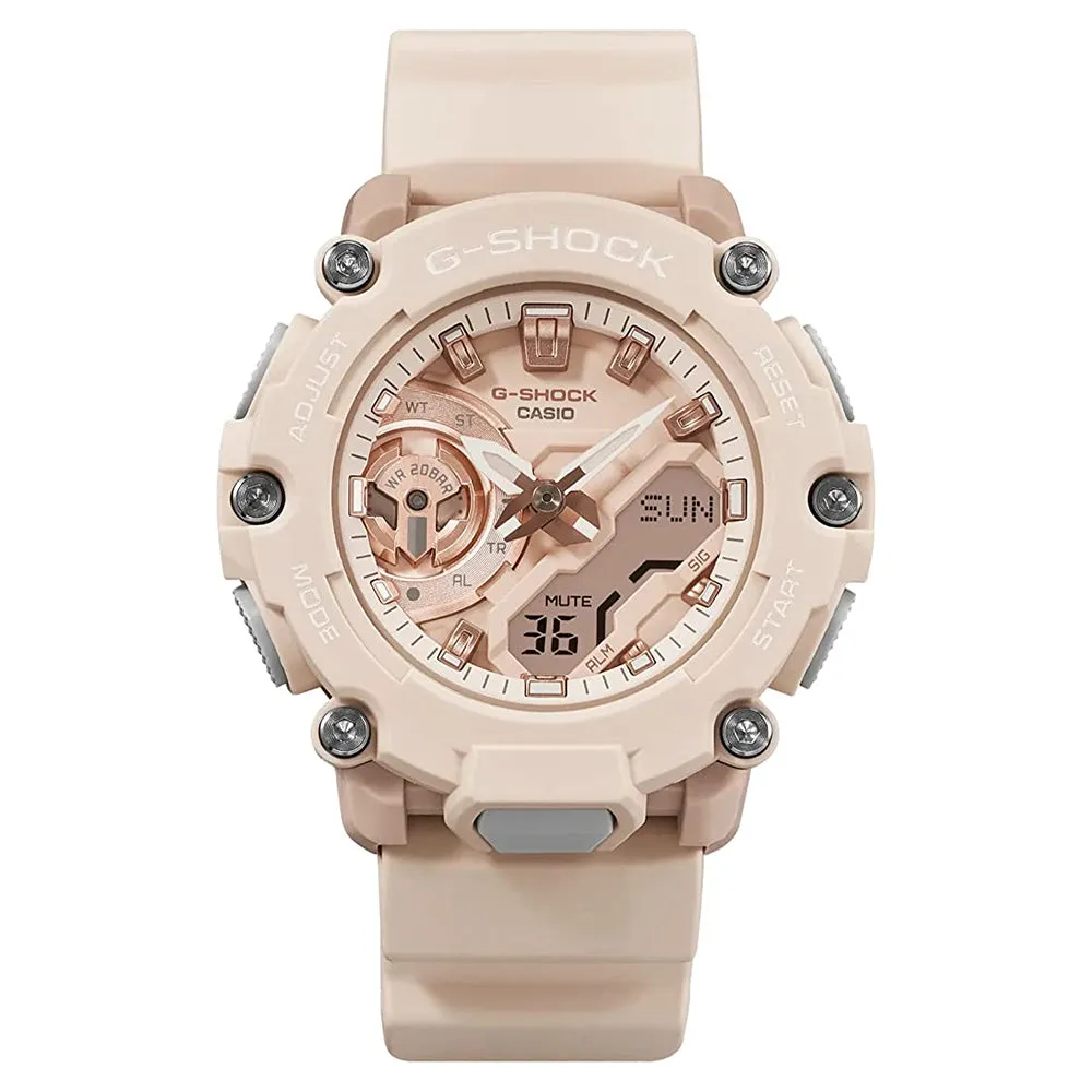 Casio Women's Gold Dial Beige Plastic Band G-Shock Analog and Digital Quartz Watch - GMA-S2200M-4ACR