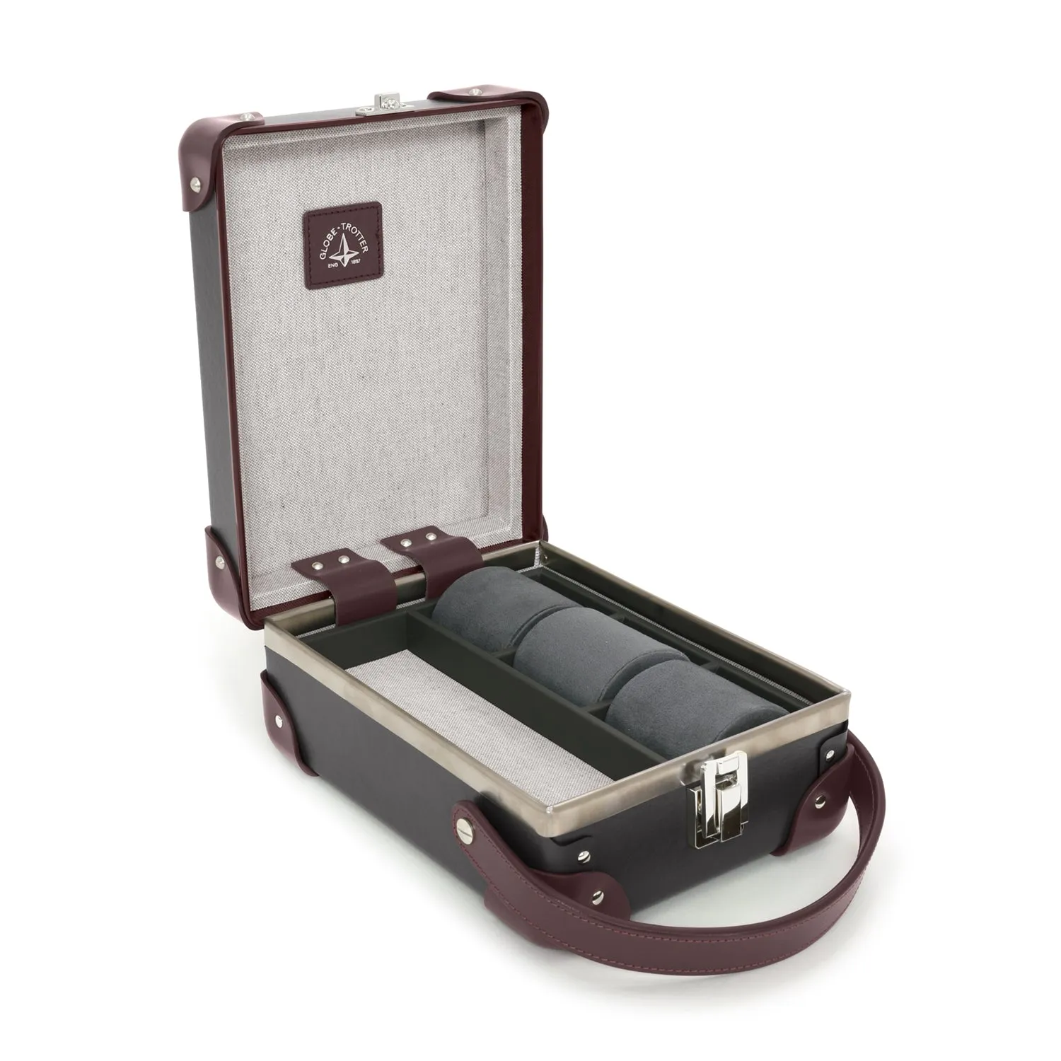 Centenary · 3-Slot Watch Case | Brown/Burgundy