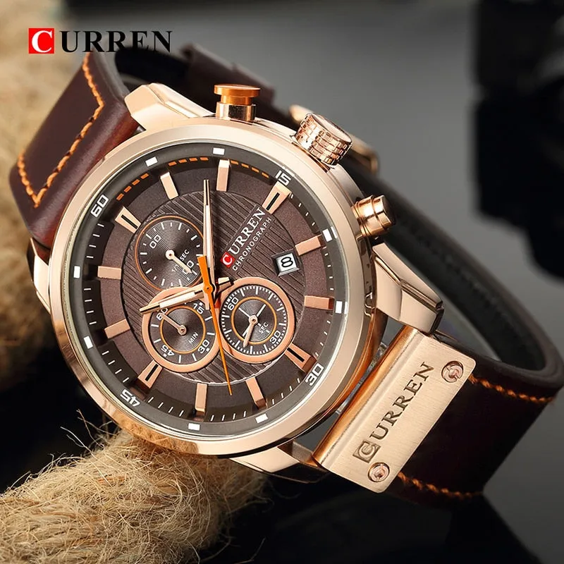 Chrono Sport Men's Leather Watch