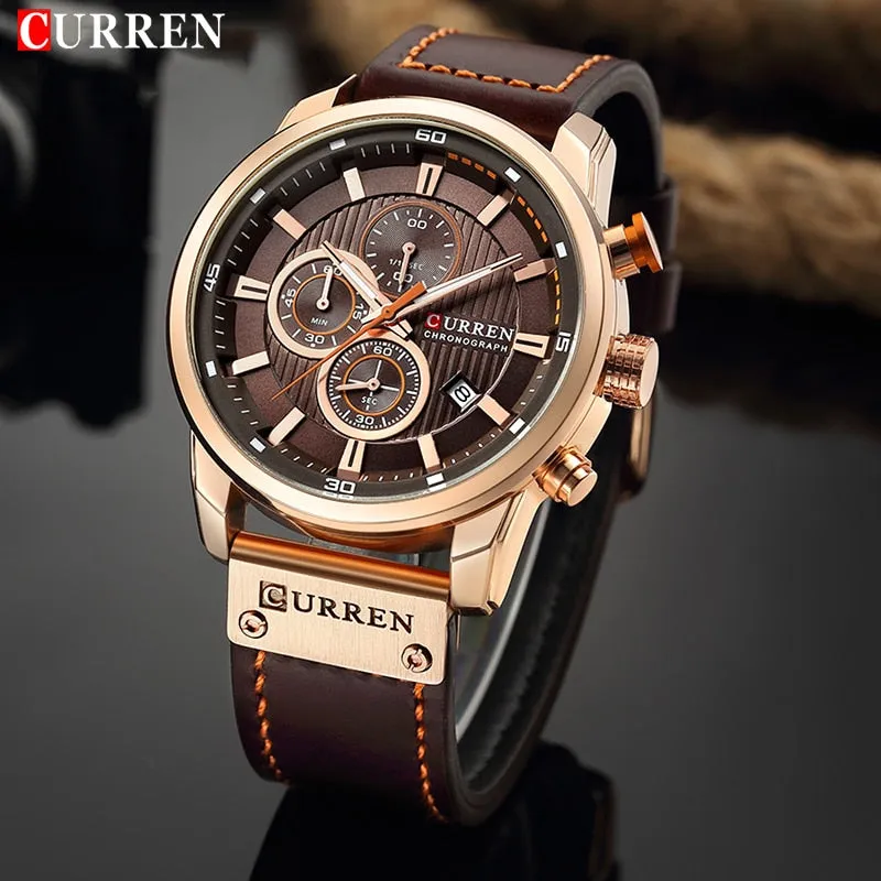 Chrono Sport Men's Leather Watch