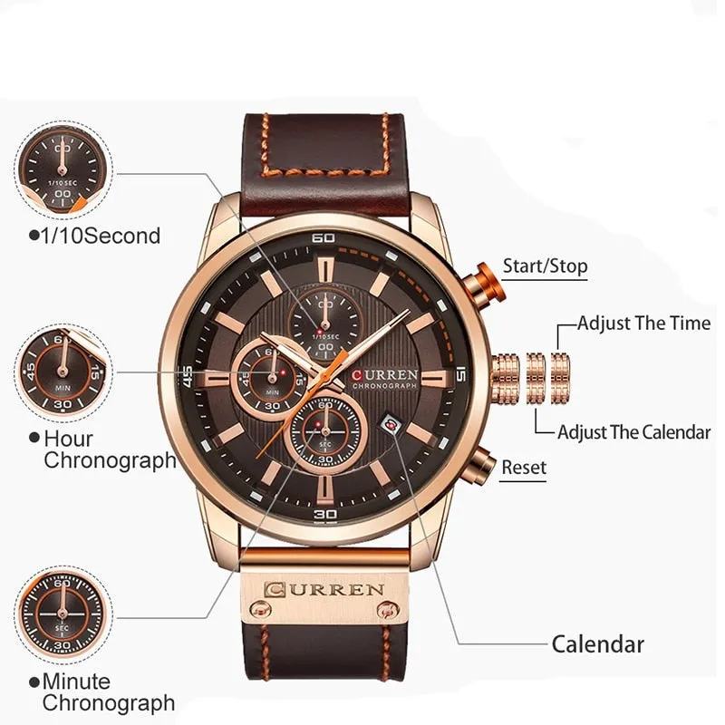 Chrono Sport Men's Leather Watch