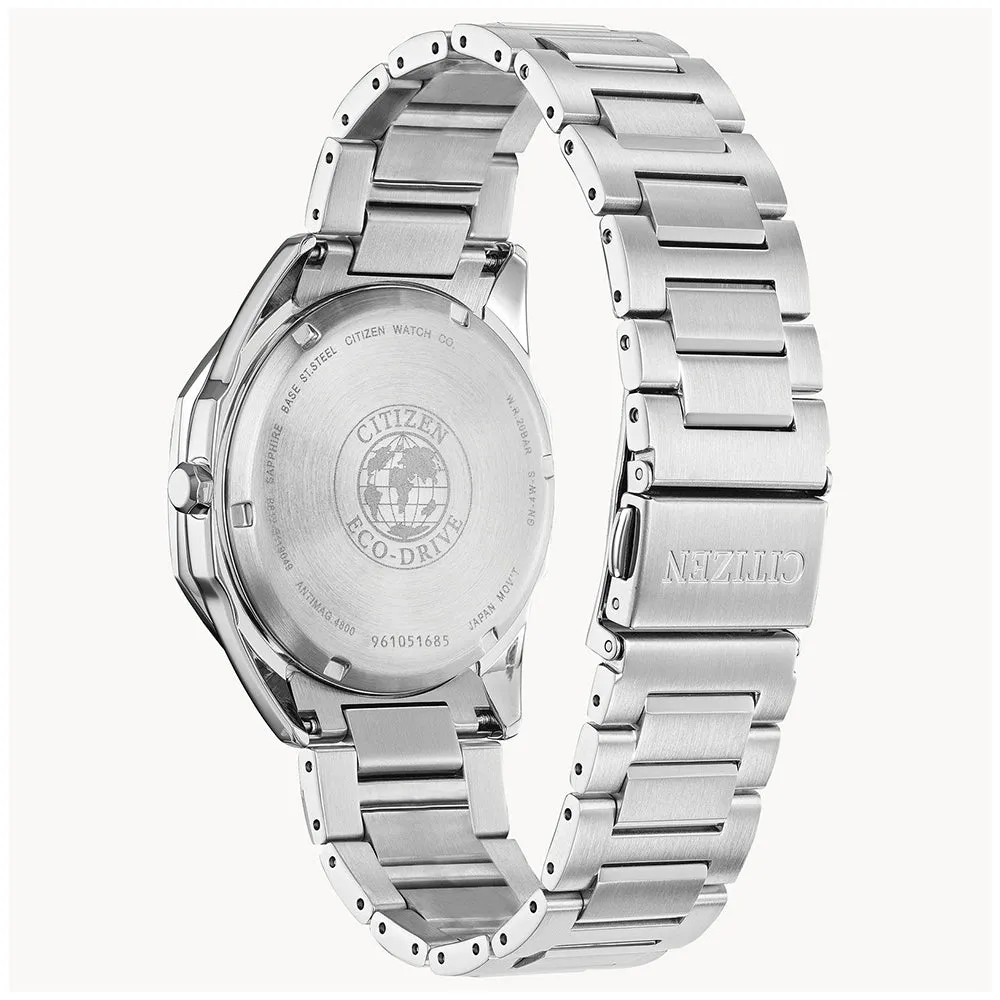 Citizen Eco Drive Corso Men's Silver-Tone Stainless Steel Black Quartz Analog Watch - BM7490-52E