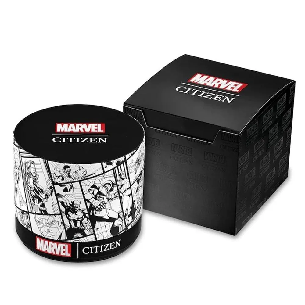 Citizen Eco-Drive Marvel 80th Anniversary Mens Silver-Tone Titanium Band Blue Quartz Dial Watch - AW1548-86W