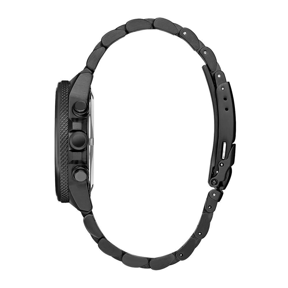 Citizen Eco-Drive Mens Black Panther Stainless Steel Band Black Quartz Dial Watch - CA0297-52W