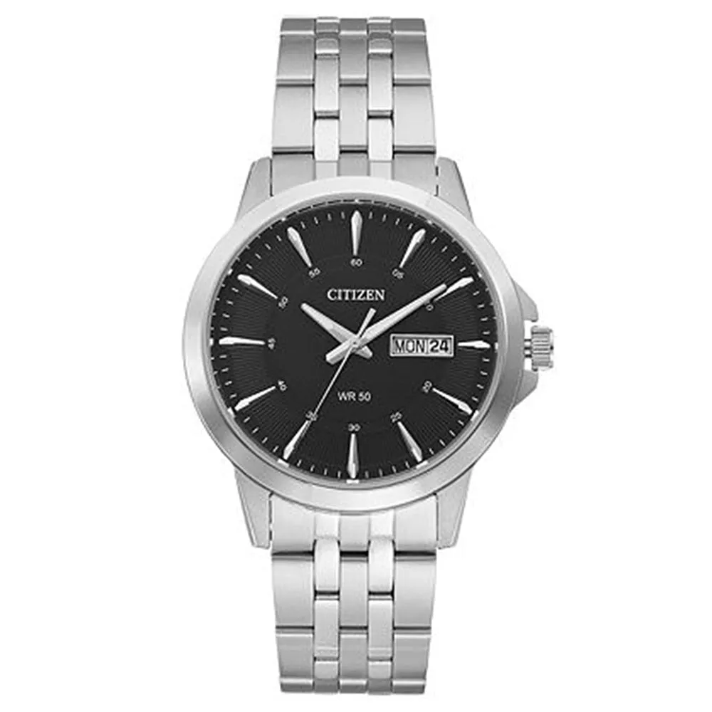 Citizen Eco Drive Men's Stationary Bezel Function Luminous Hands Stainless Steel Bracelet Watch - BF2011-51E