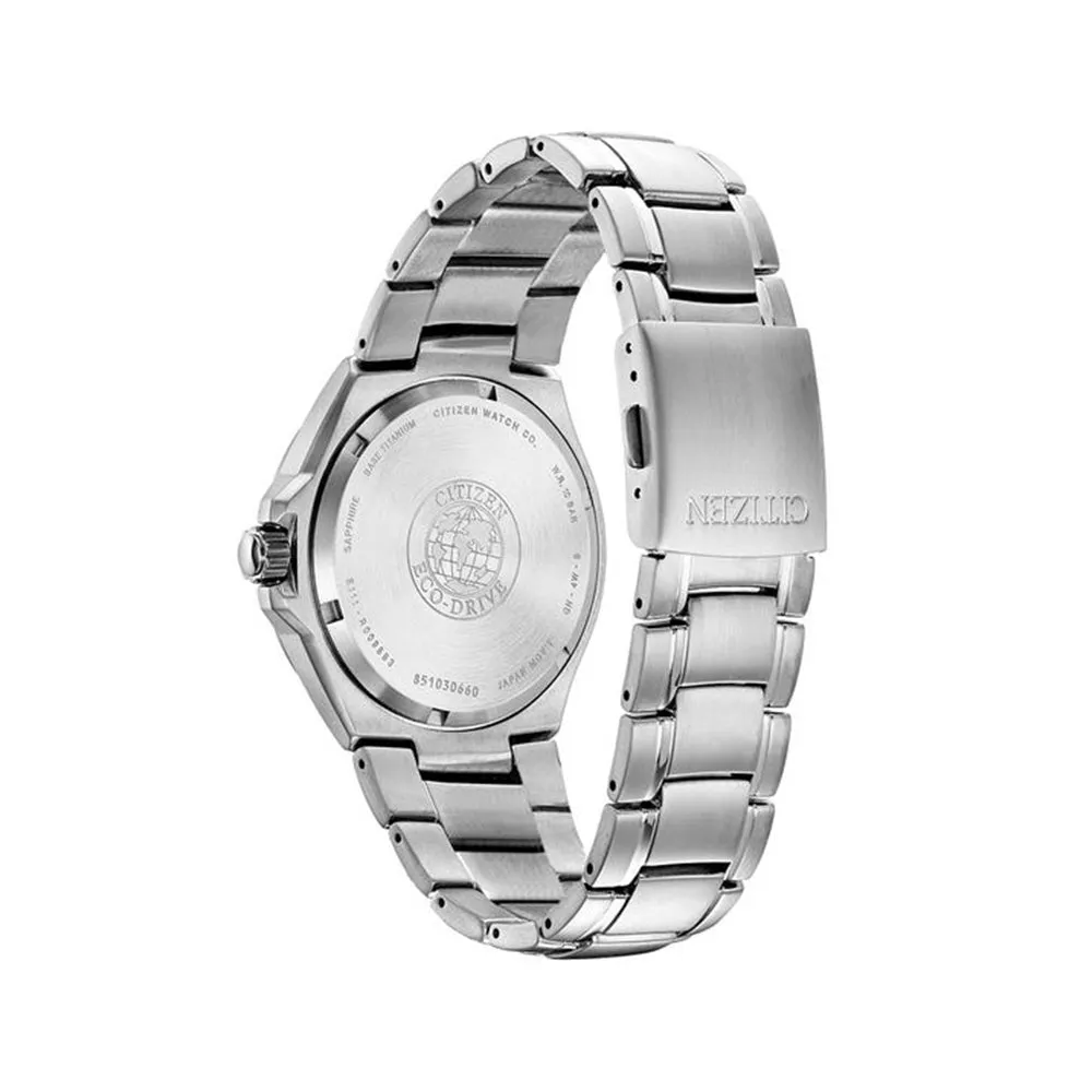 Citizen Eco-Drive Mens Titanium Bracelet Band Blue Quartz Dial Watch - BM7431-51L
