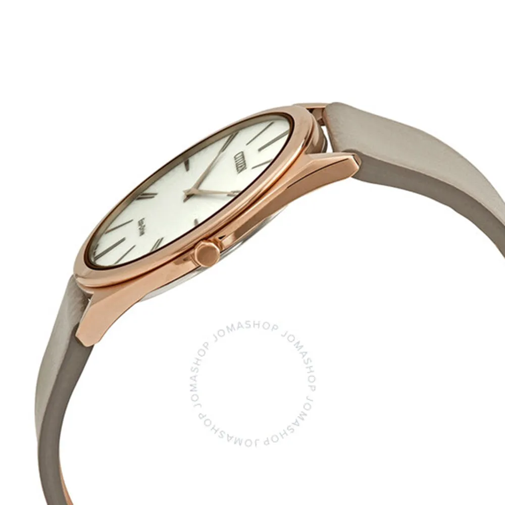 Citizen Eco-Drive Stiletto Womens Taupe Leather Band White Quartz Dial Watch - AR3076-08A