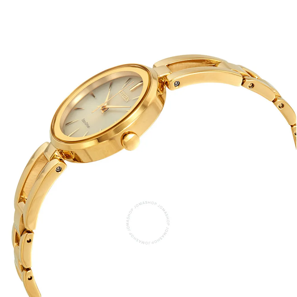 Citizen Eco-Drive Womens Gold-Tone Stainless Steel Band Quartz Dial Watch - EM0638-50P