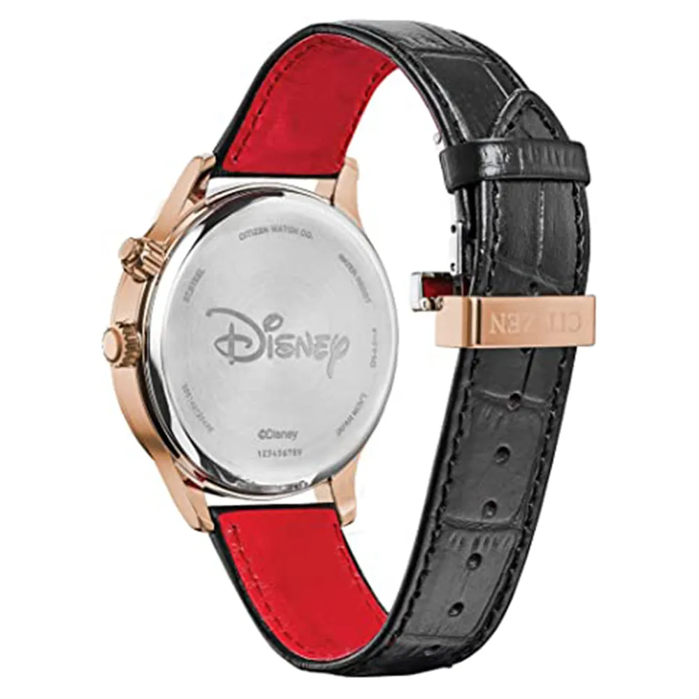 Citizen Womens Mickey Mouse White Dial Black Leather Band Watch - AP1053-15W