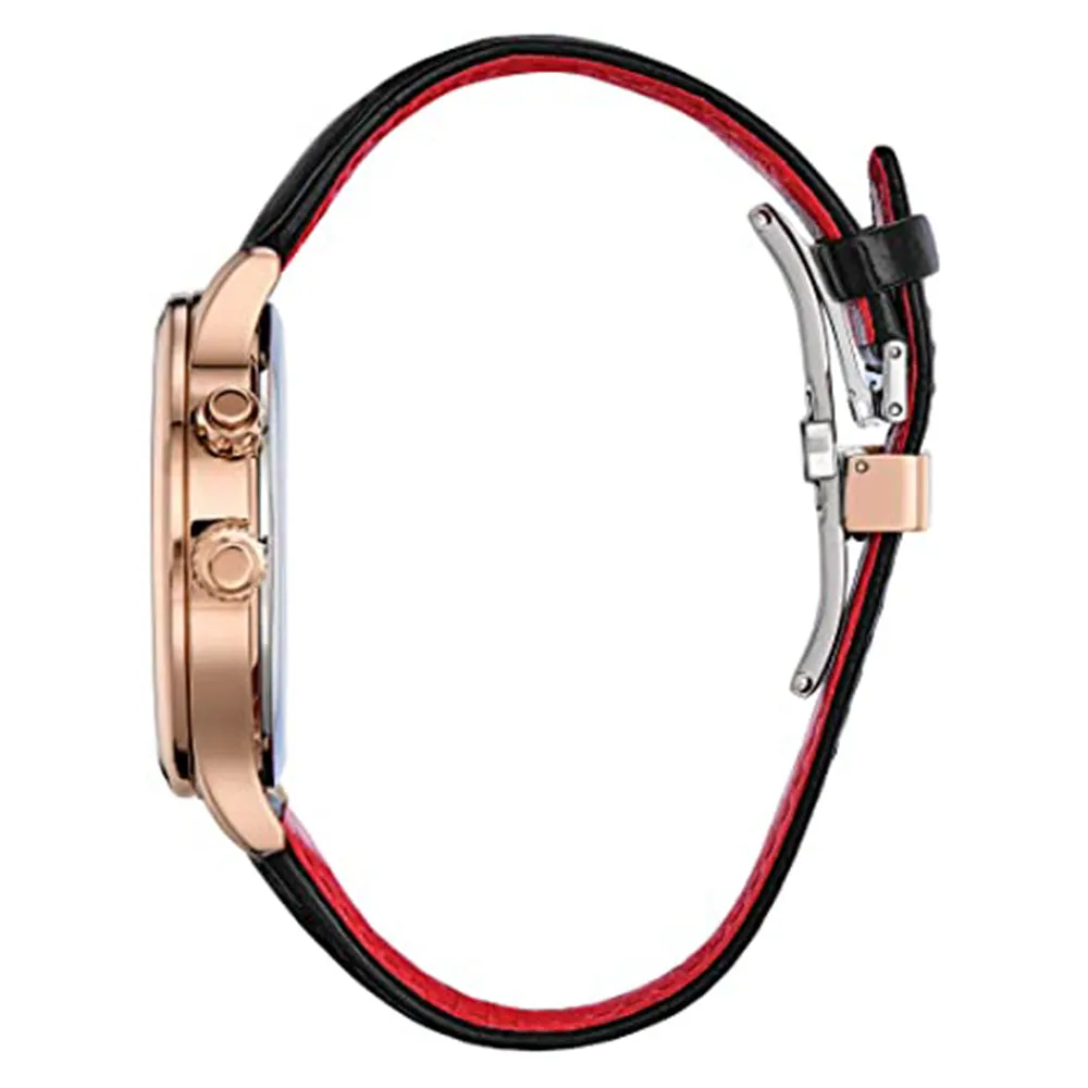 Citizen Womens Mickey Mouse White Dial Black Leather Band Watch - AP1053-15W