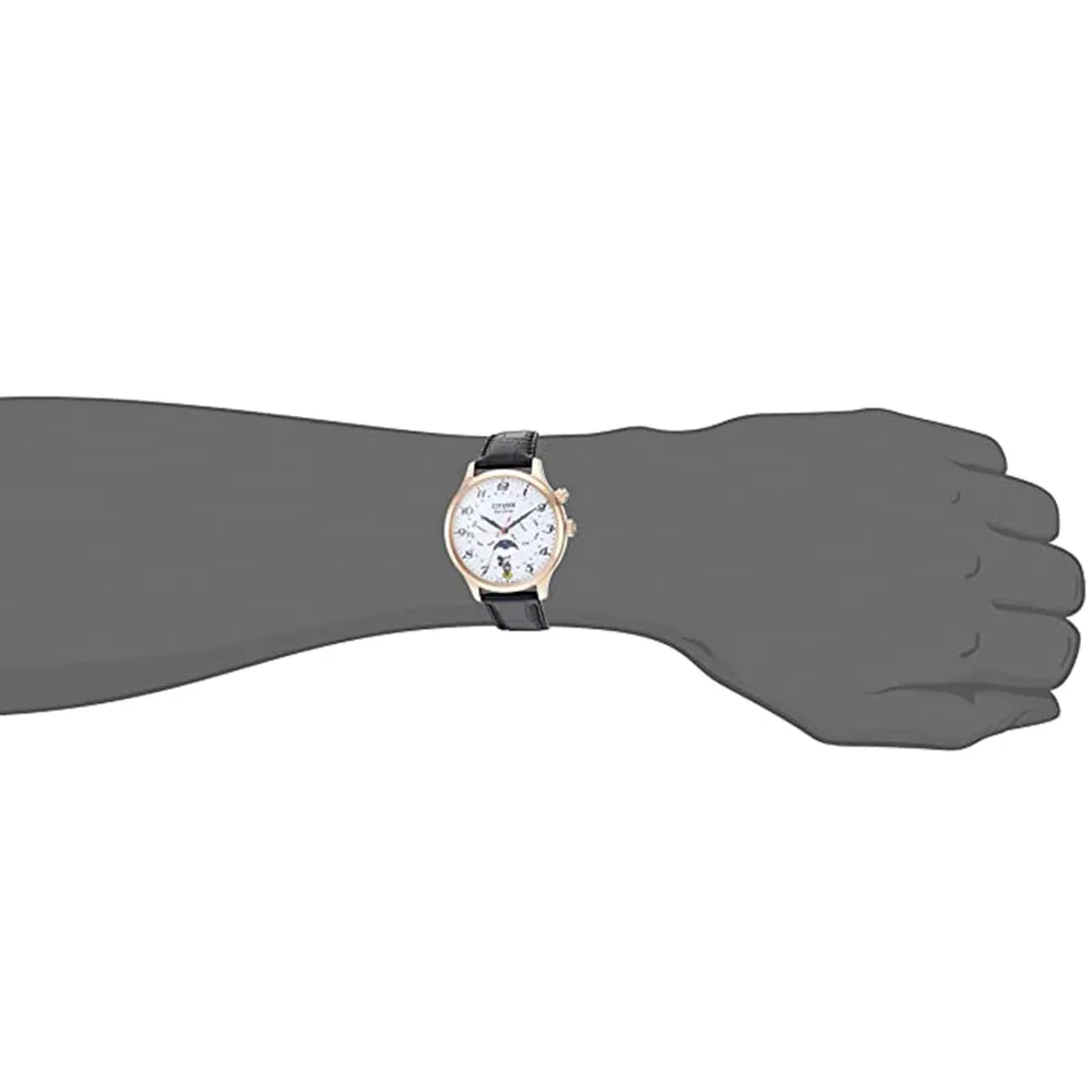 Citizen Womens Mickey Mouse White Dial Black Leather Band Watch - AP1053-15W