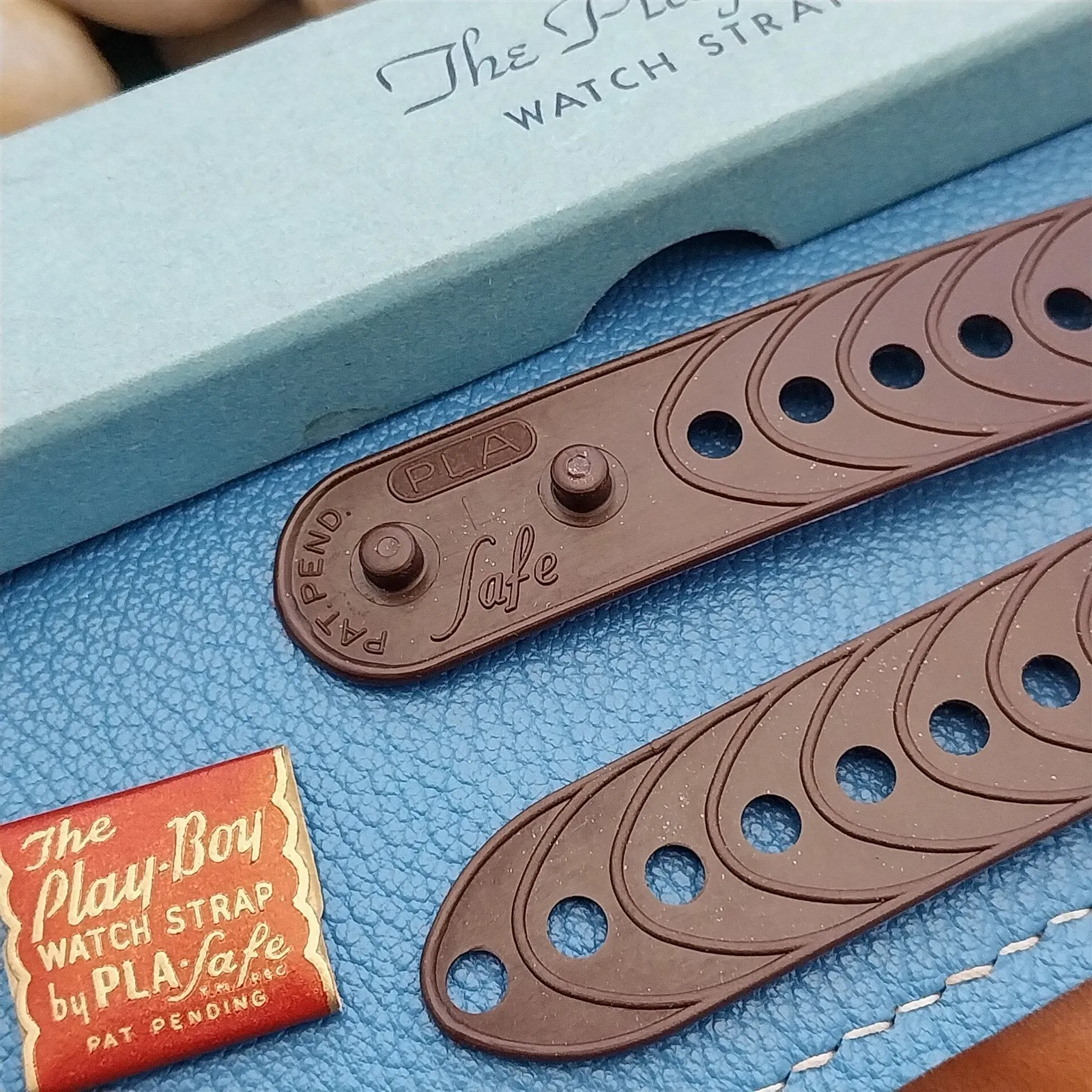 Classic 17mm Pla-Safe Brown Plastic nos Unused 1940s-1950s Vintage Watch Band