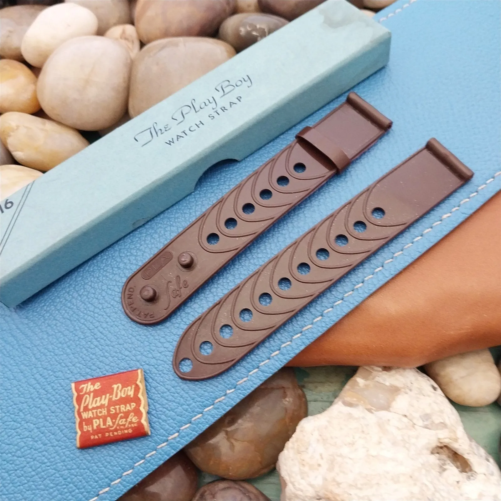 Classic 17mm Pla-Safe Brown Plastic nos Unused 1940s-1950s Vintage Watch Band