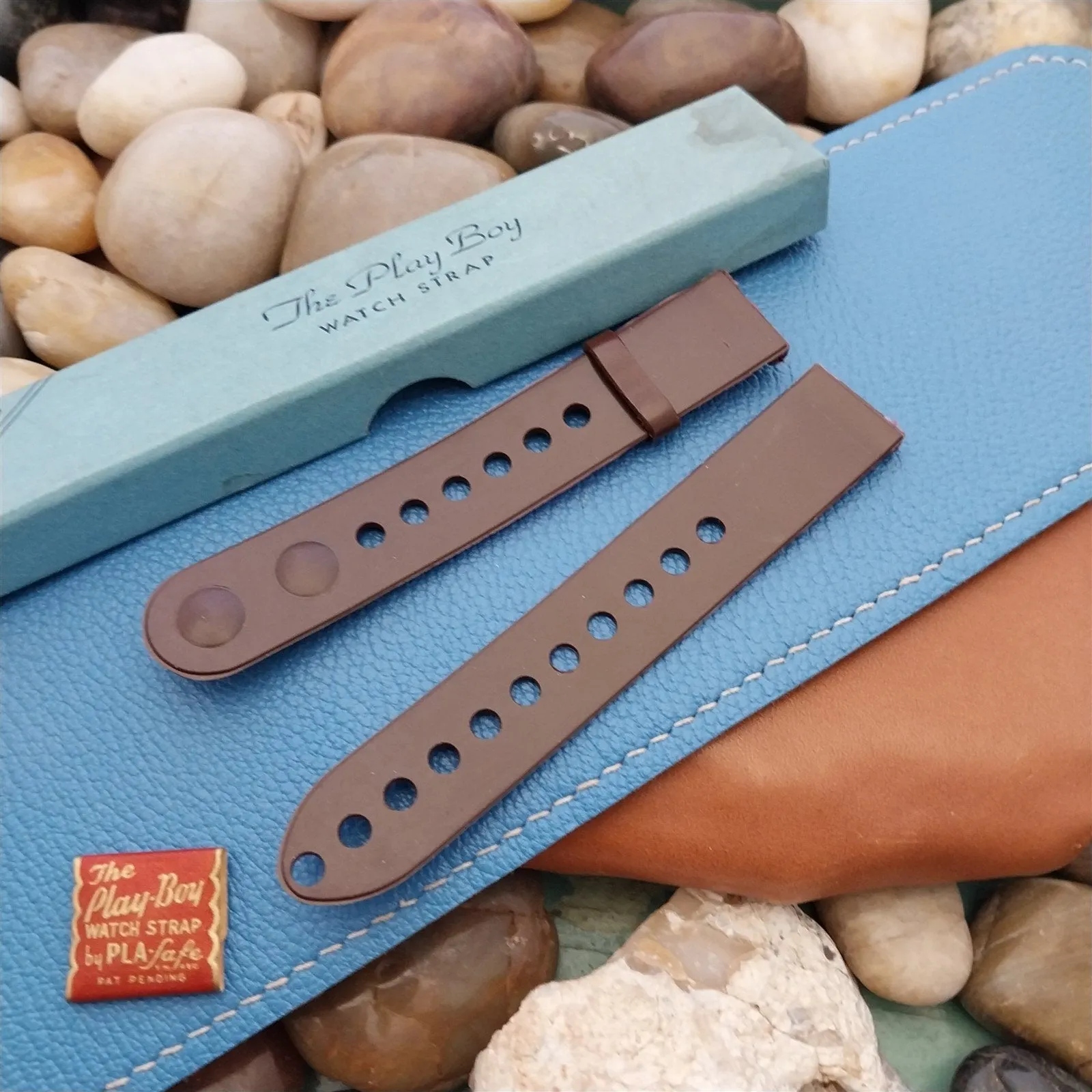 Classic 17mm Pla-Safe Brown Plastic nos Unused 1940s-1950s Vintage Watch Band