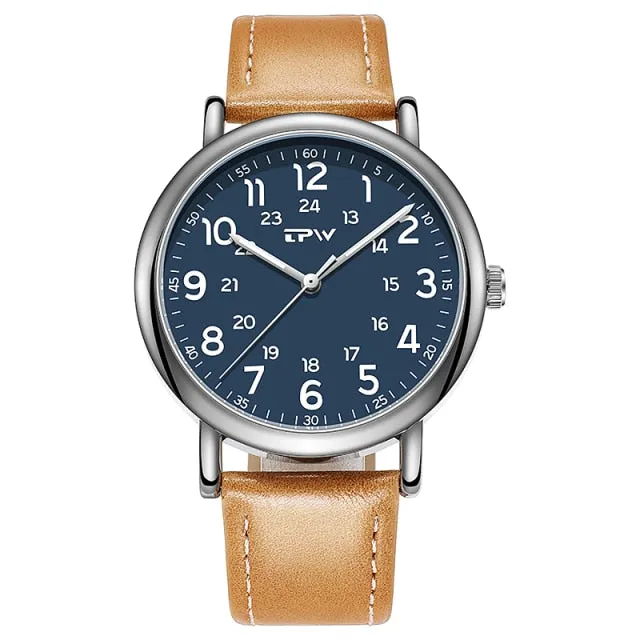 Classic Mens Quartz Watch PU Leather Strap Luxury Casual Business Watch