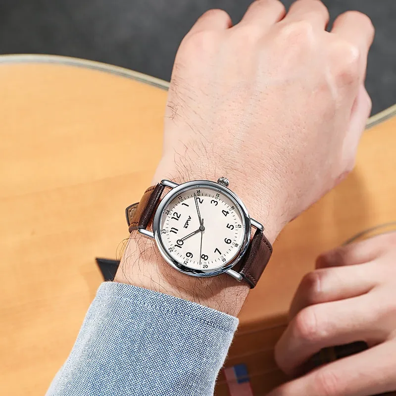Classic Mens Quartz Watch PU Leather Strap Luxury Casual Business Watch