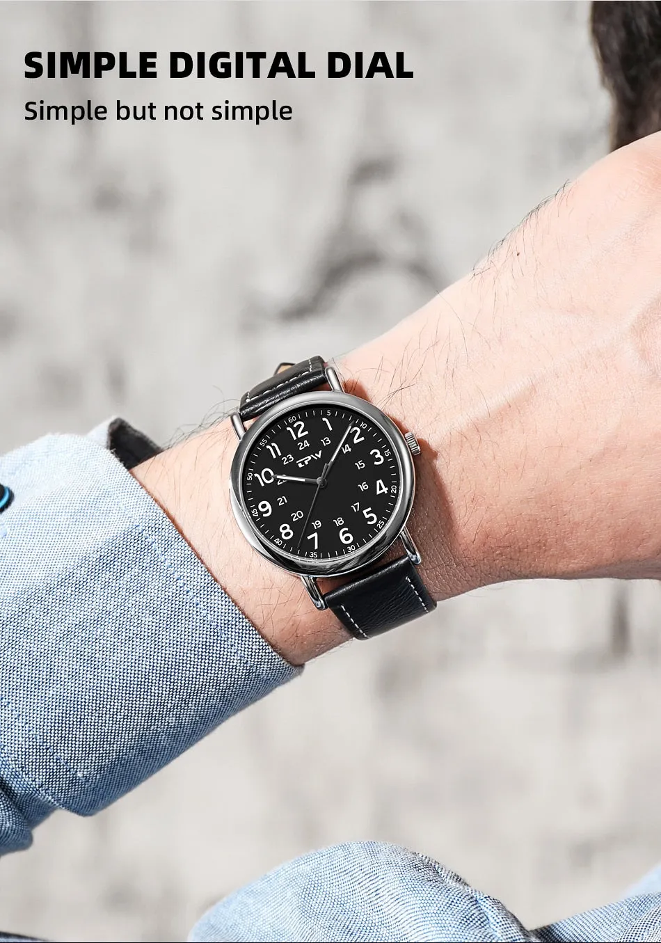 Classic Mens Quartz Watch PU Leather Strap Luxury Casual Business Watch