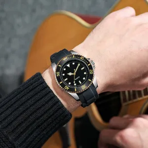 Classic Spinning Bezel Analog Japan Movement Geneva Silicone Strap Clock