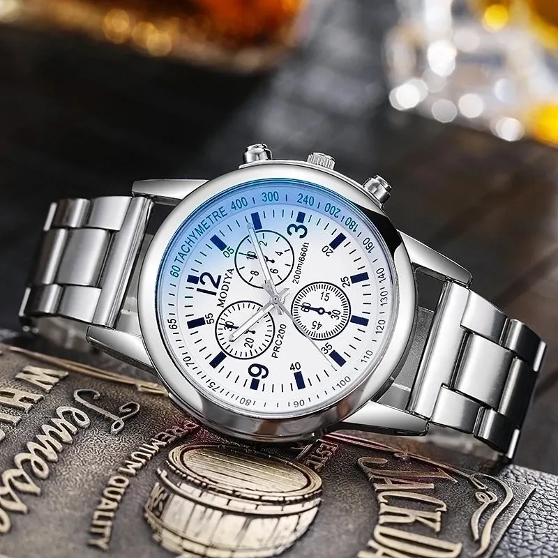 Classic Style Solid Color Single Folding Buckle Quartz Men's Watches