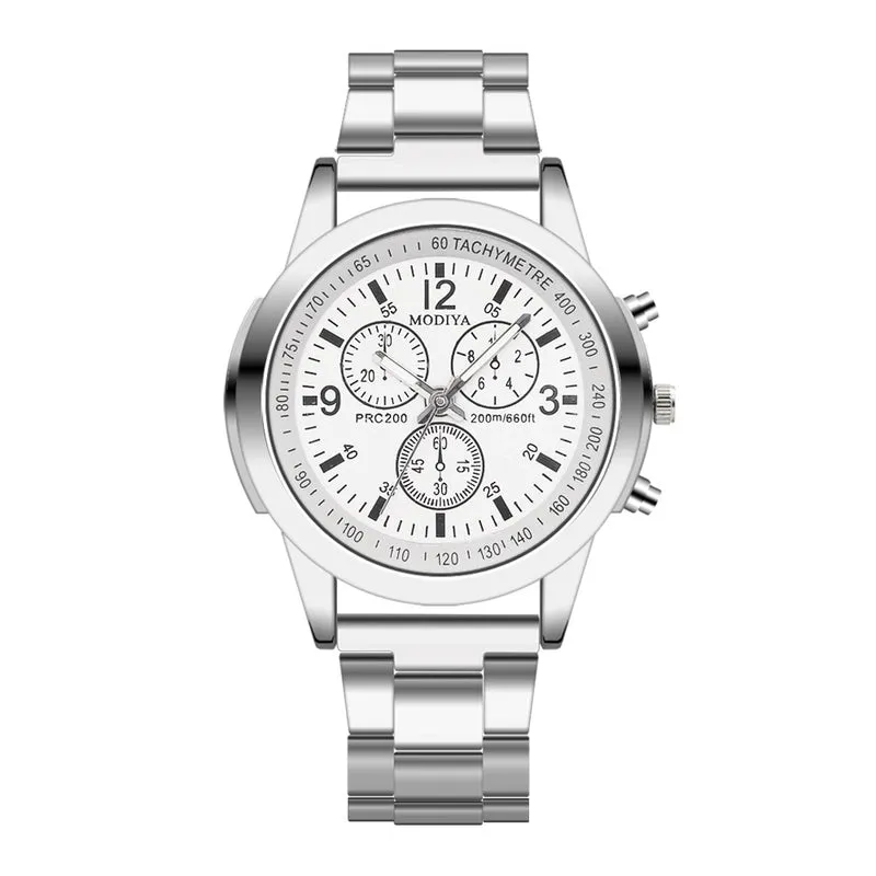 Classic Style Solid Color Single Folding Buckle Quartz Men's Watches