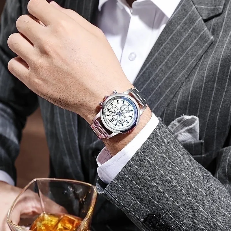 Classic Style Solid Color Single Folding Buckle Quartz Men's Watches