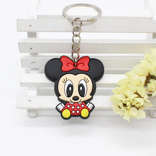 Cute Cartoon mickey minne Keychains Hello Kitty Cheese cat Bear Key chains Bag Pendant cat Owl Minion key Pendant Anime jewelry