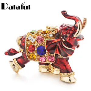 Dalaful 3D Auspicious Elephant Key Holder Chains Whole Enamel Colorful Crystal Bag Pendant Keyrings KeyChains For Women K280