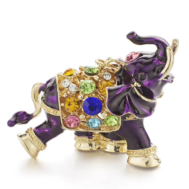 Dalaful 3D Auspicious Elephant Key Holder Chains Whole Enamel Colorful Crystal Bag Pendant Keyrings KeyChains For Women K280
