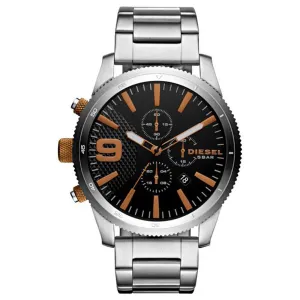 Diesel Mens Blue Silver Stainless-Steel Band Black Quartz Chronograph Dial Watch - DZ4457