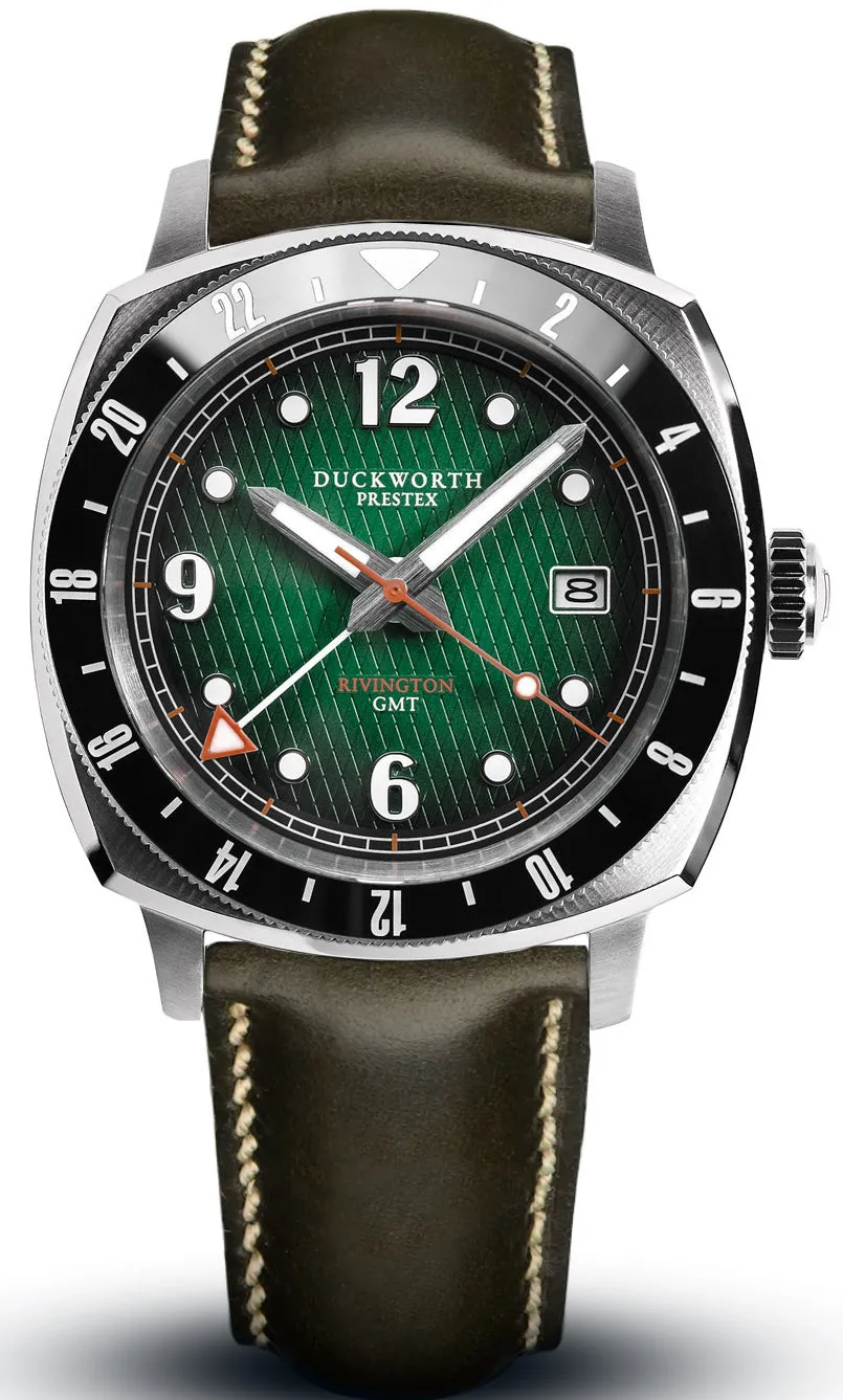 Duckworth Prestex Rivington GMT Green Fume Olive Green Leather