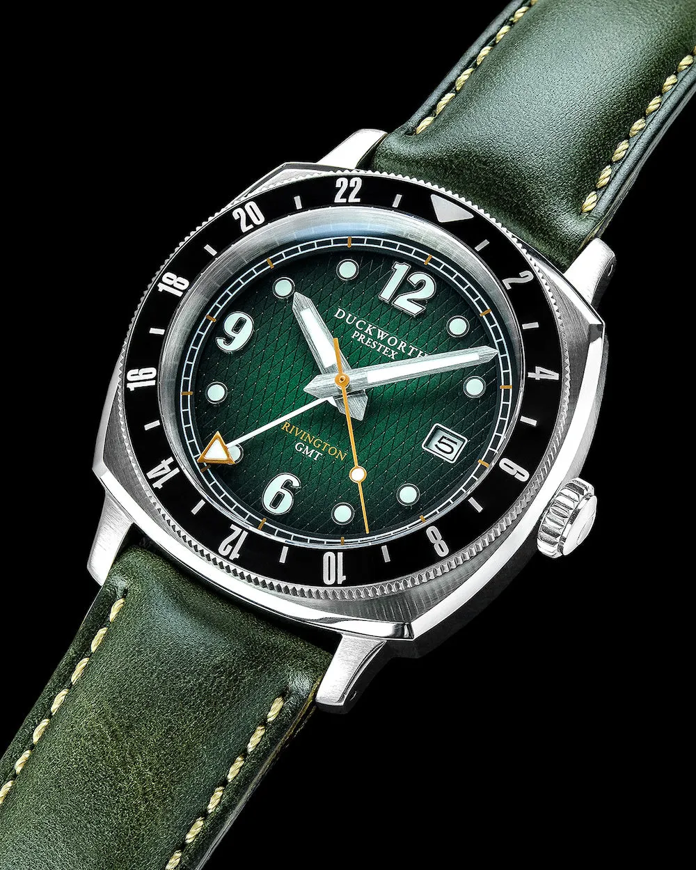 Duckworth Prestex Rivington GMT Green Fume Olive Green Leather