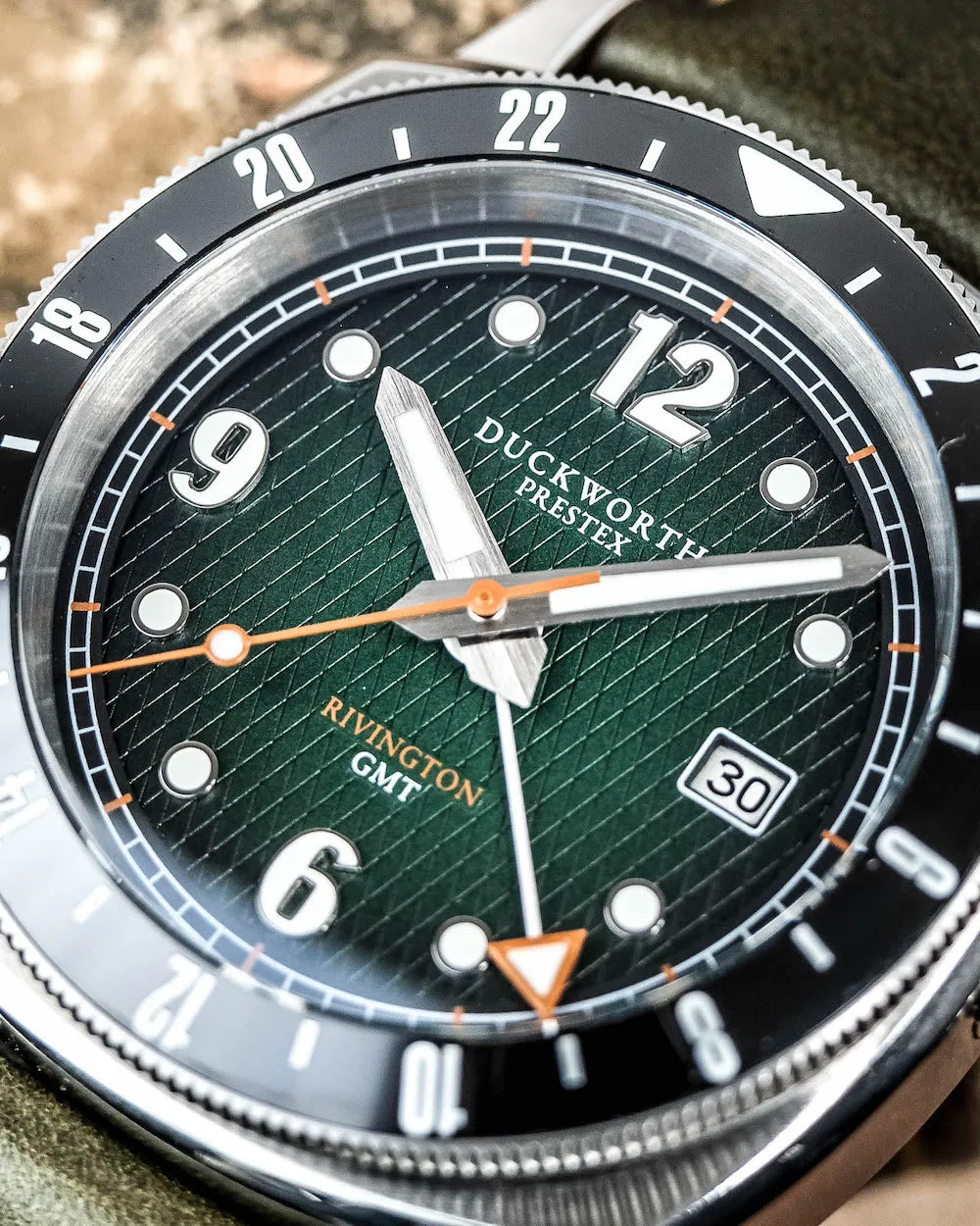Duckworth Prestex Rivington GMT Green Fume Olive Green Leather